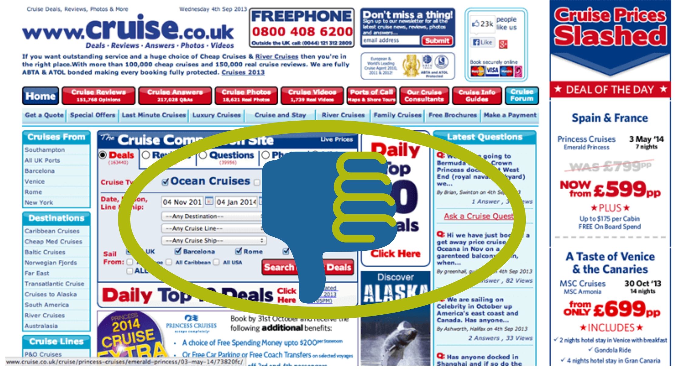 landing page with clutter