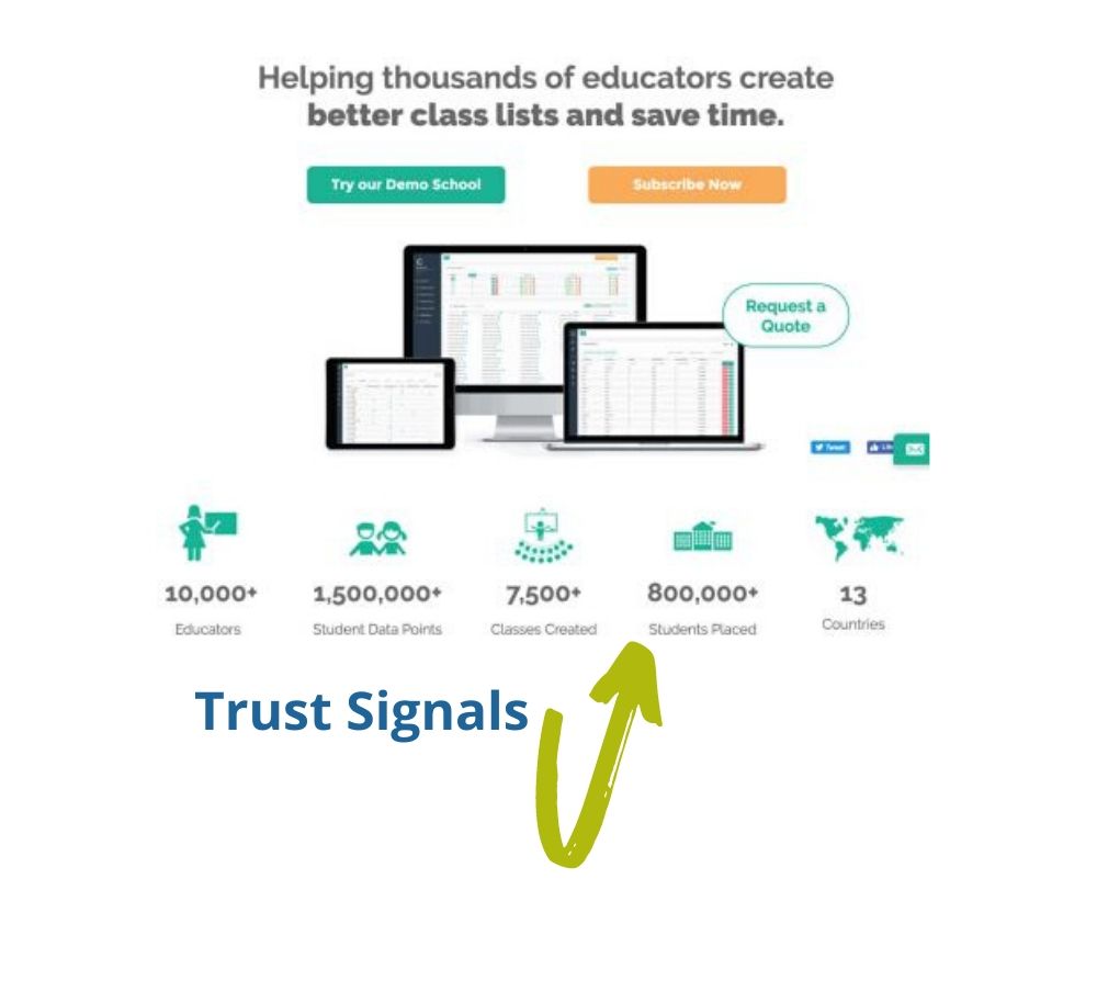 Landing Page trust signals