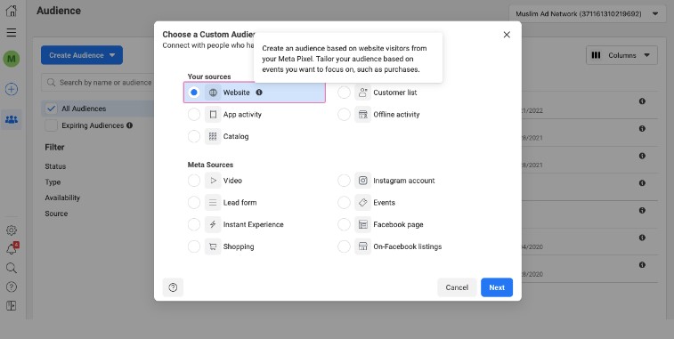 target muslim website visitors on facebook