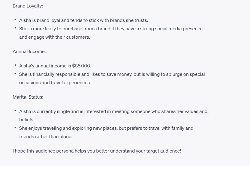 chatgpt muslim buyer persona