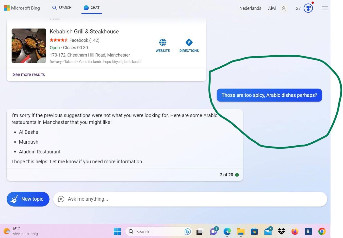 using bing chat to find halal products