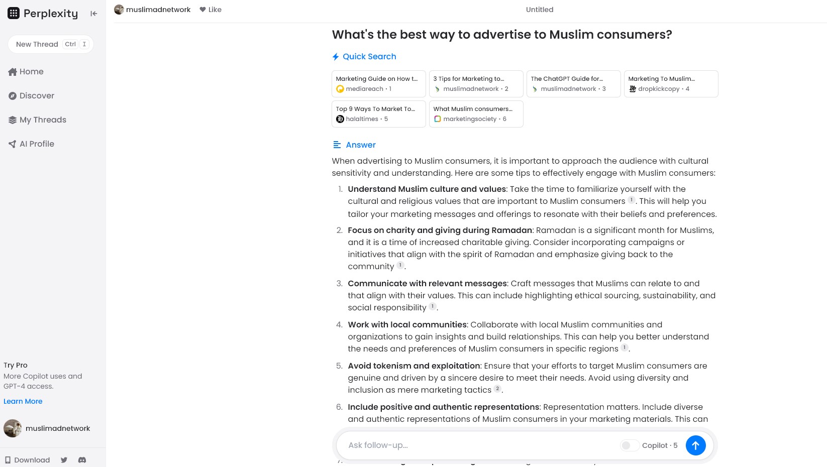 Perplexity for Muslim business owners